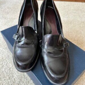 Nine West | Black Leather Buckle Block Heel Dress Pump Size (11M)